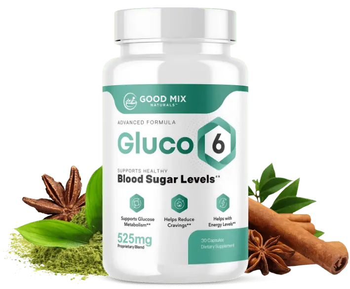 Gluco6 supplement bottle - Gluco6 review 2026: honest analysis of GLUT-4 receptor science, all 6 ingredients at clinical doses, side effects & real results. Rated 9.4/10 for adults 45+ with prediabetes or high A1C.